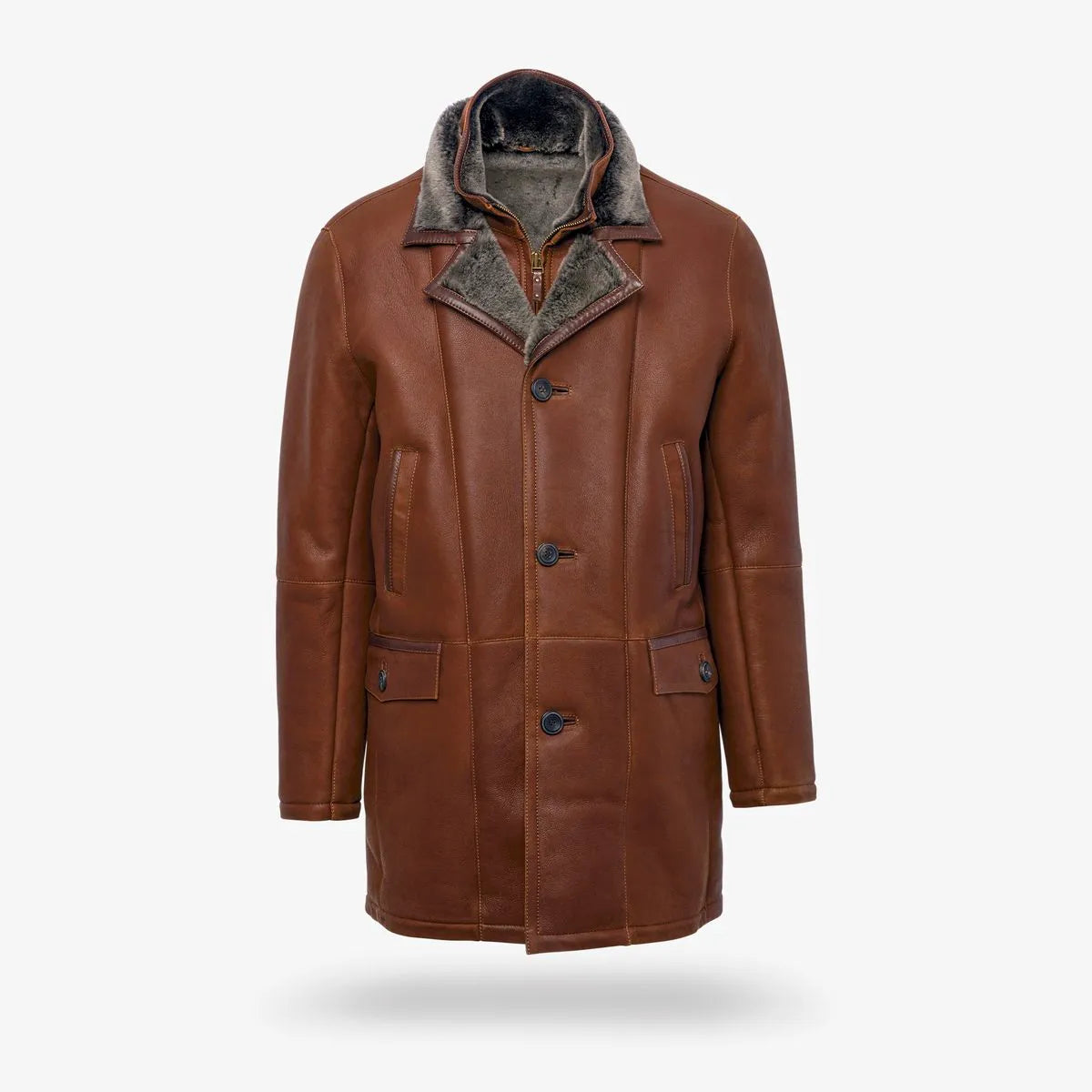 Silky Shearling Jacket - Cognac