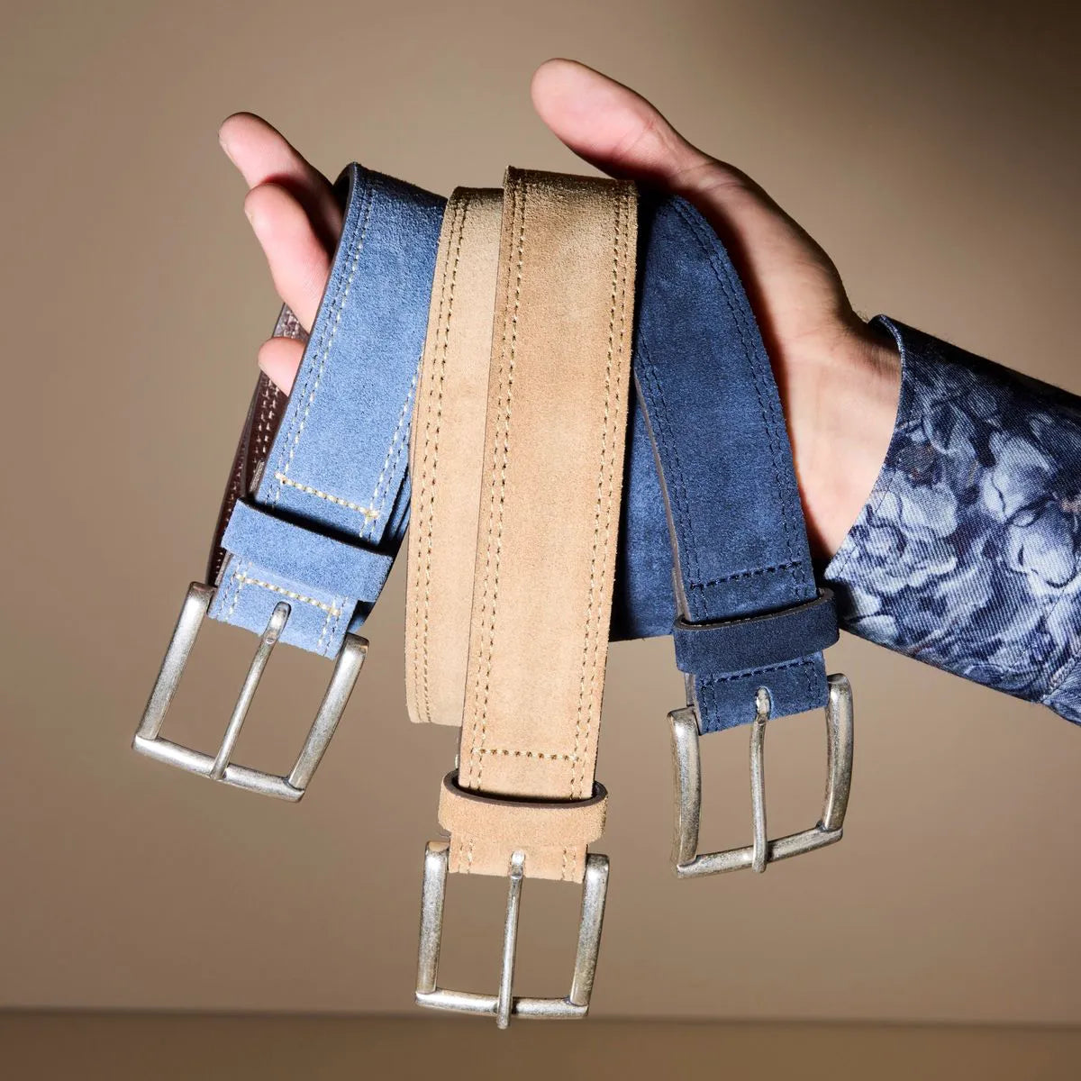 Bourbon Street Suede Dress Belt - Denim Blue