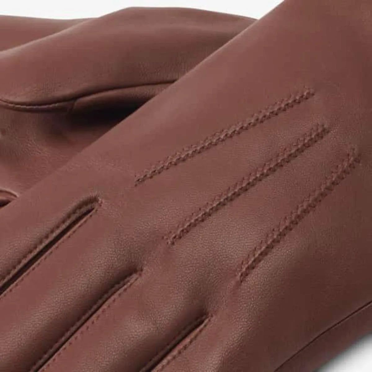 Cashmere Lined Leather Tech Gloves - Saddle Brown