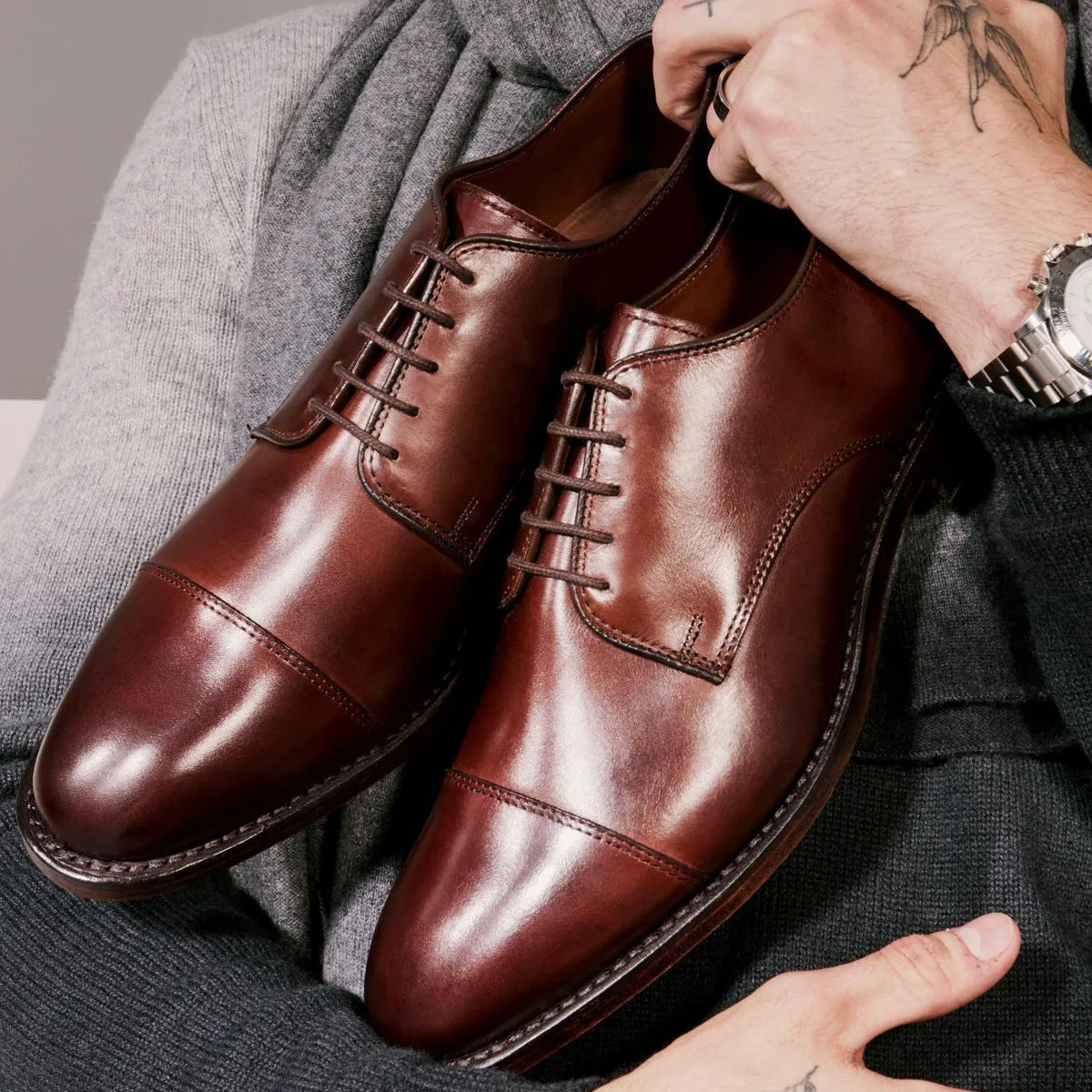 Park Avenue Cap-toe Derby Dress Shoe - Black Leather