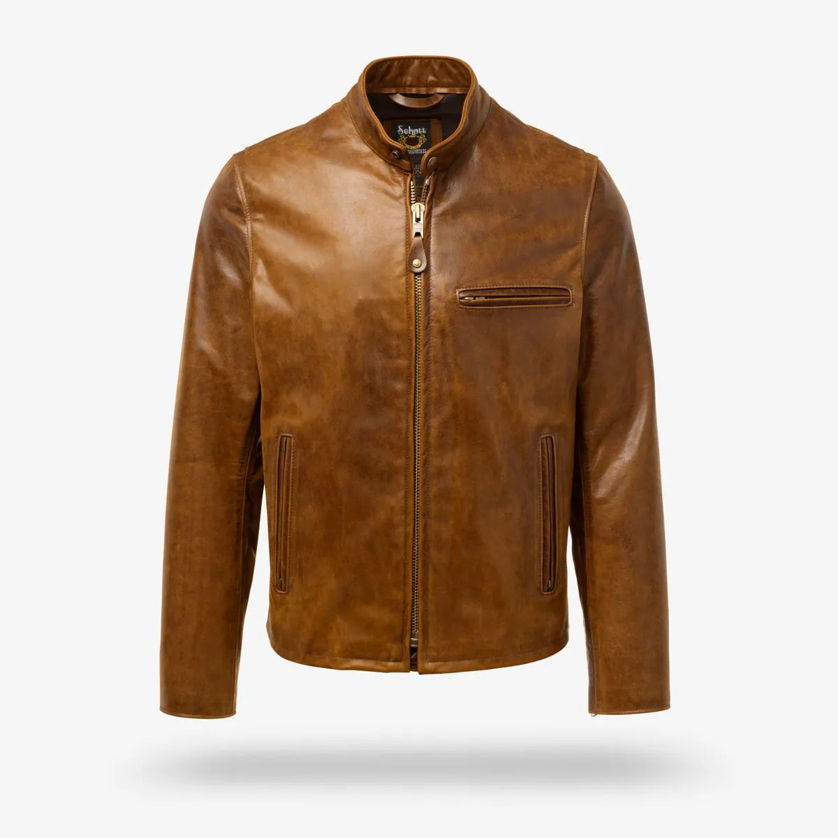 Schott® N.Y.C. X Allen Edmonds Café Racer 2.0 Leather Jacket - Nutmeg