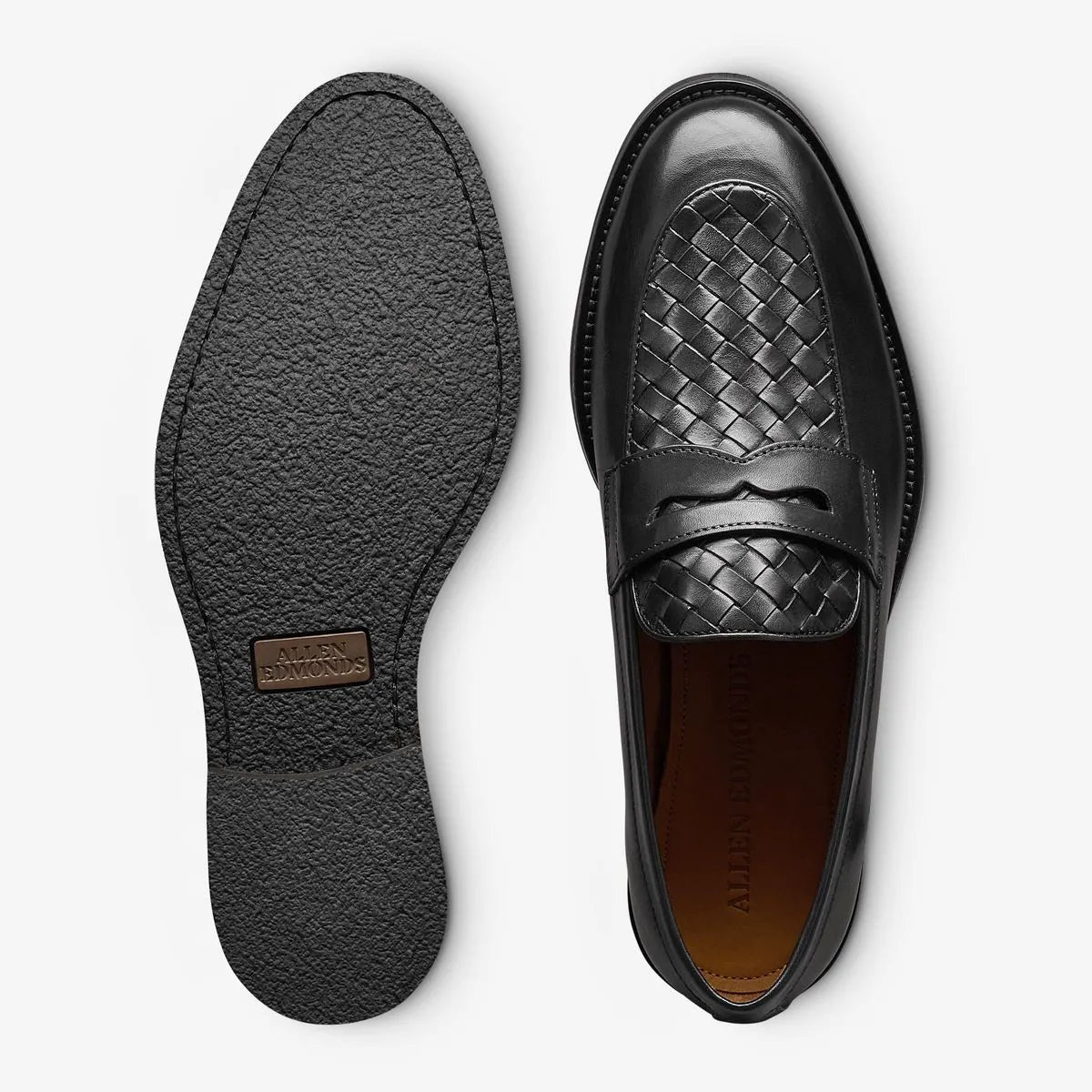 Como Woven Penny Loafer - Black Leather