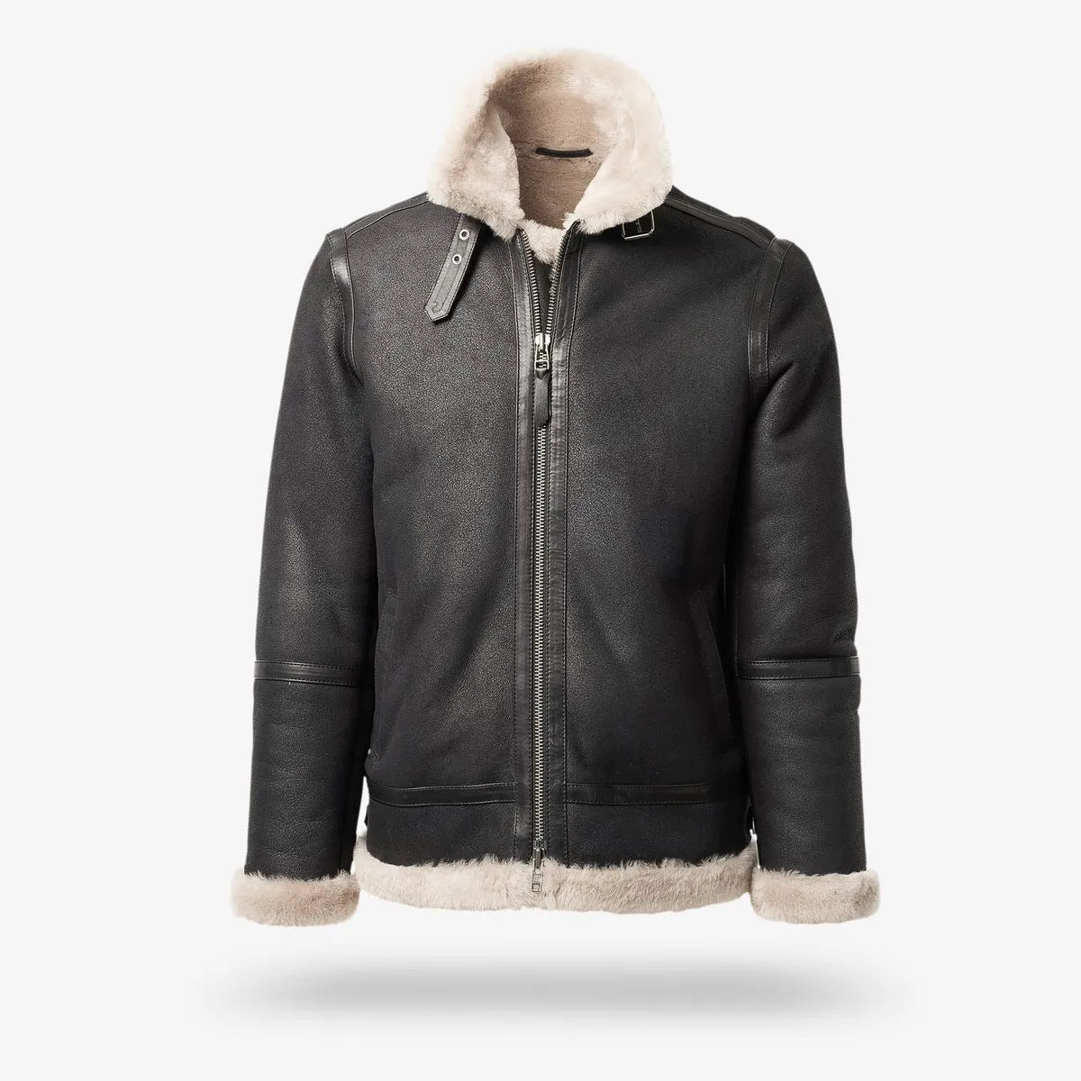 Shearling Aviator Jacket - Black