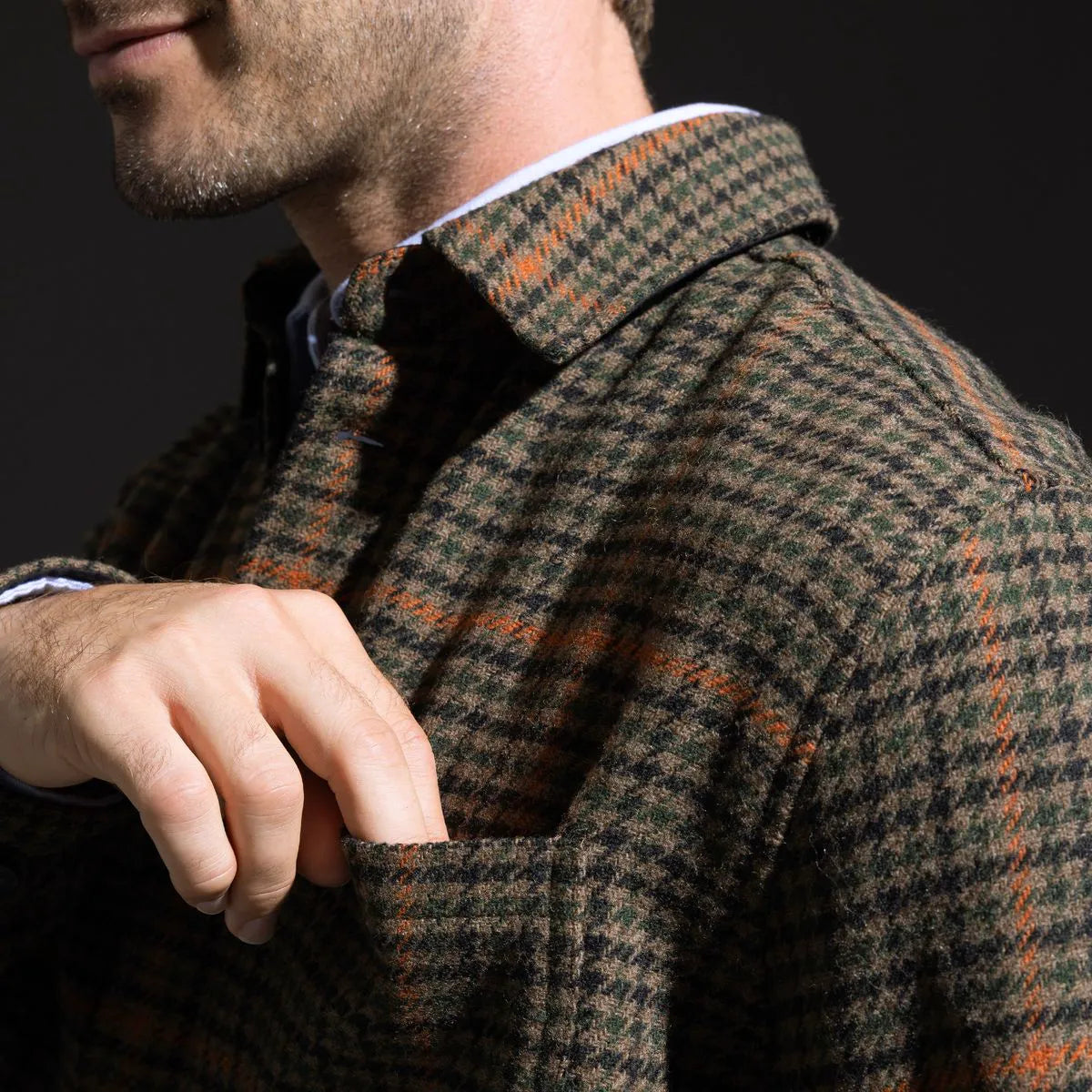 Les Deux Kody Houndstooth Overshirt - Brown