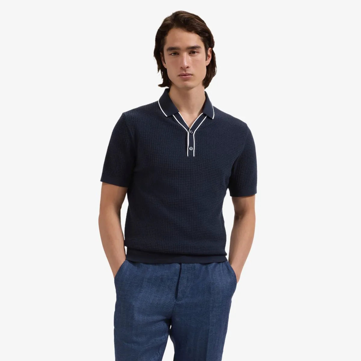 Bugatchi Johnny-collar Polo - Navy