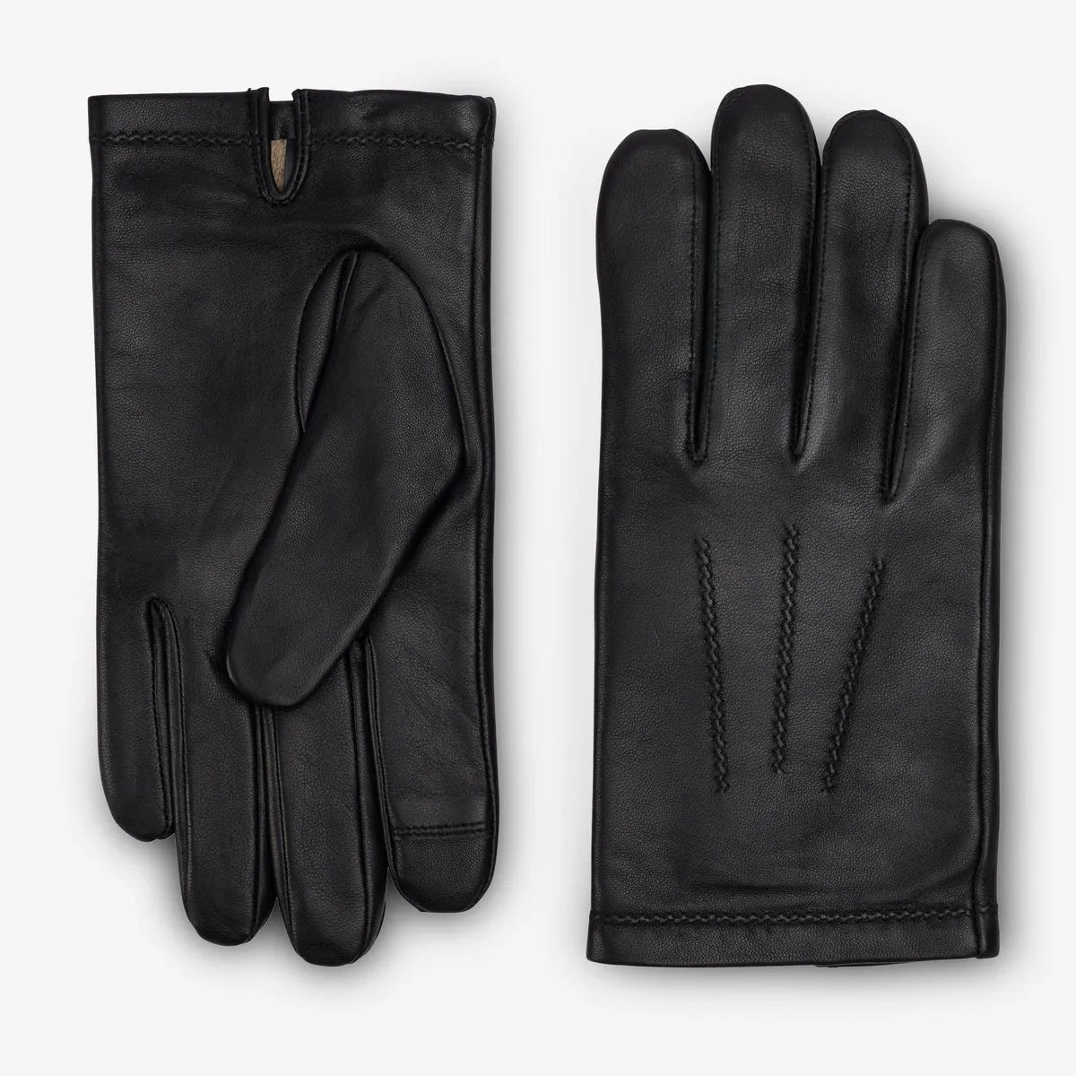 Cashmere Lined Leather Tech Gloves - Black