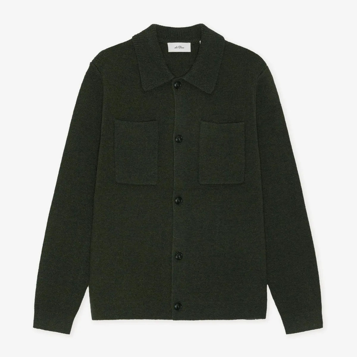 Les Deux Milano Knit Overshirt Sweater - Olive Wool Knit