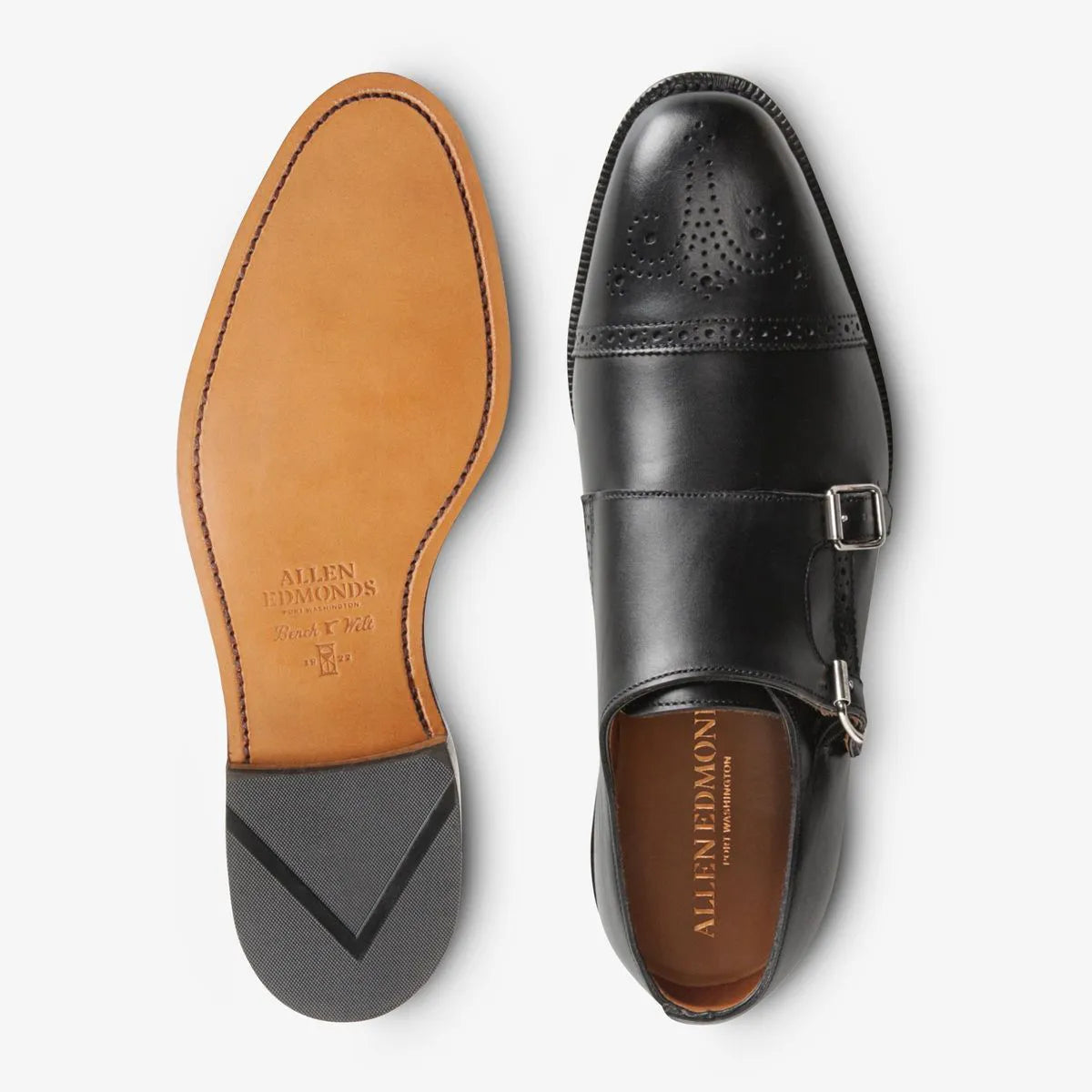 St. John's Double Monk Strap Dress Shoe - Black Leather