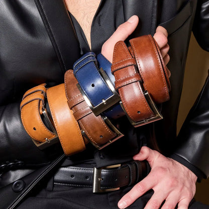 Wide Basic Dress Belt - Black Leather