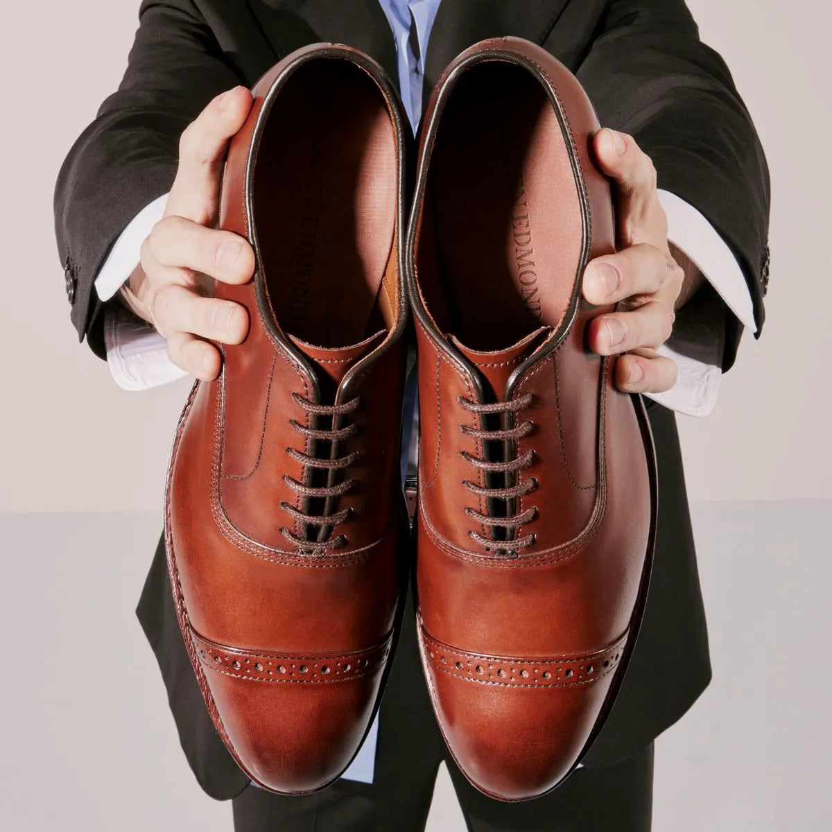 Fifth Avenue Cap-toe Oxford Dress Shoe with Dainite Sole - Coffee Brown Leather