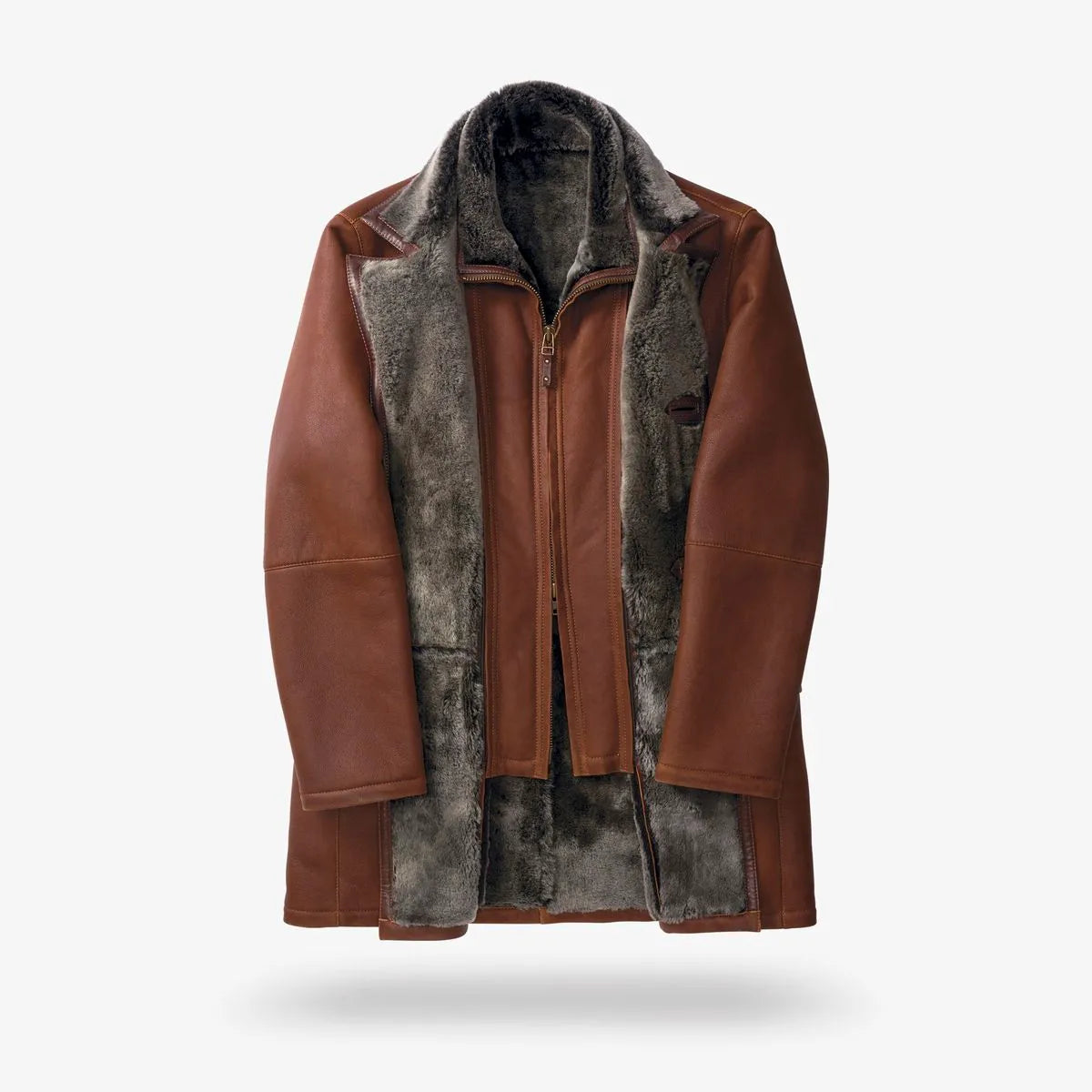 Silky Shearling Jacket - Cognac