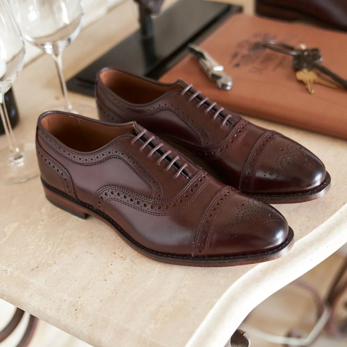 Strand Cap-toe Oxford Dress Shoe - Mahogany Leather