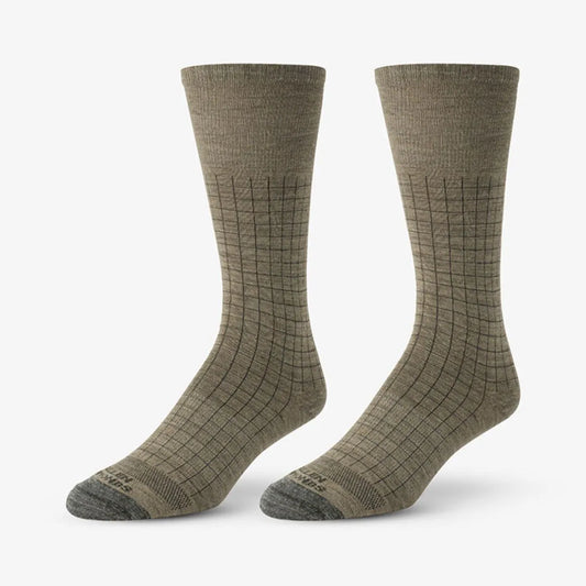 Windowpane Merino Cool Dress Socks - Oatmeal