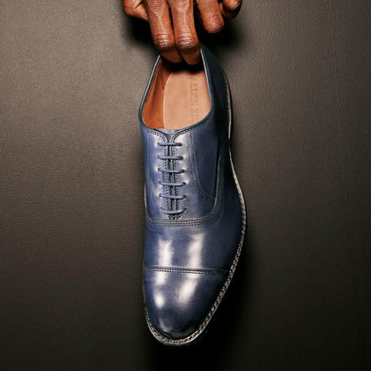 Park Avenue Cap-toe Oxford Dress Shoe - Navy Leather