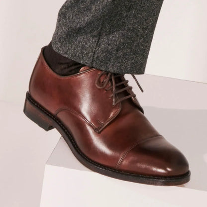 Park Avenue Cap-toe Derby Dress Shoe - Mahogany Leather