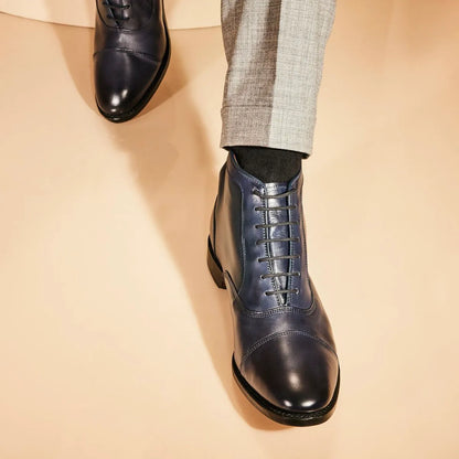 Park Avenue Cap-toe Oxford Dress Boot - Navy Leather