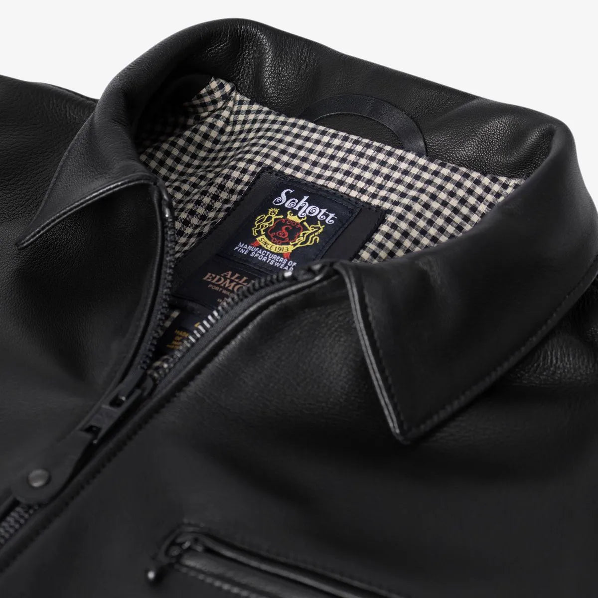 Schott® N.Y.C. X Allen Edmonds Leather Delivery Jacket - Black