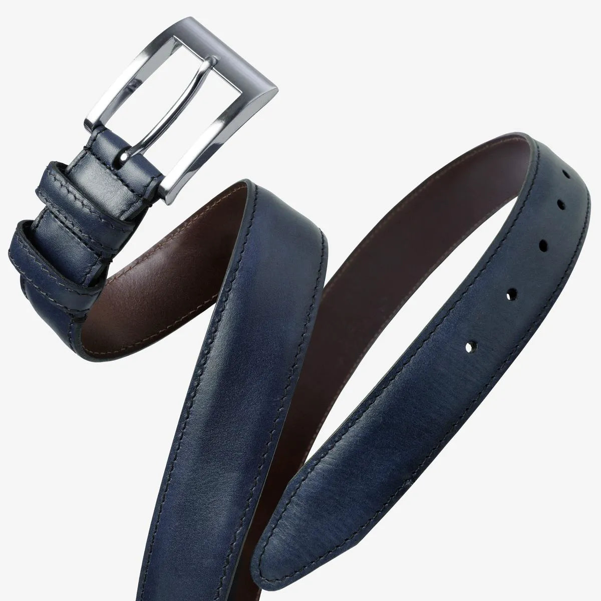 Wide Basic Dress Belt - Navy Leather