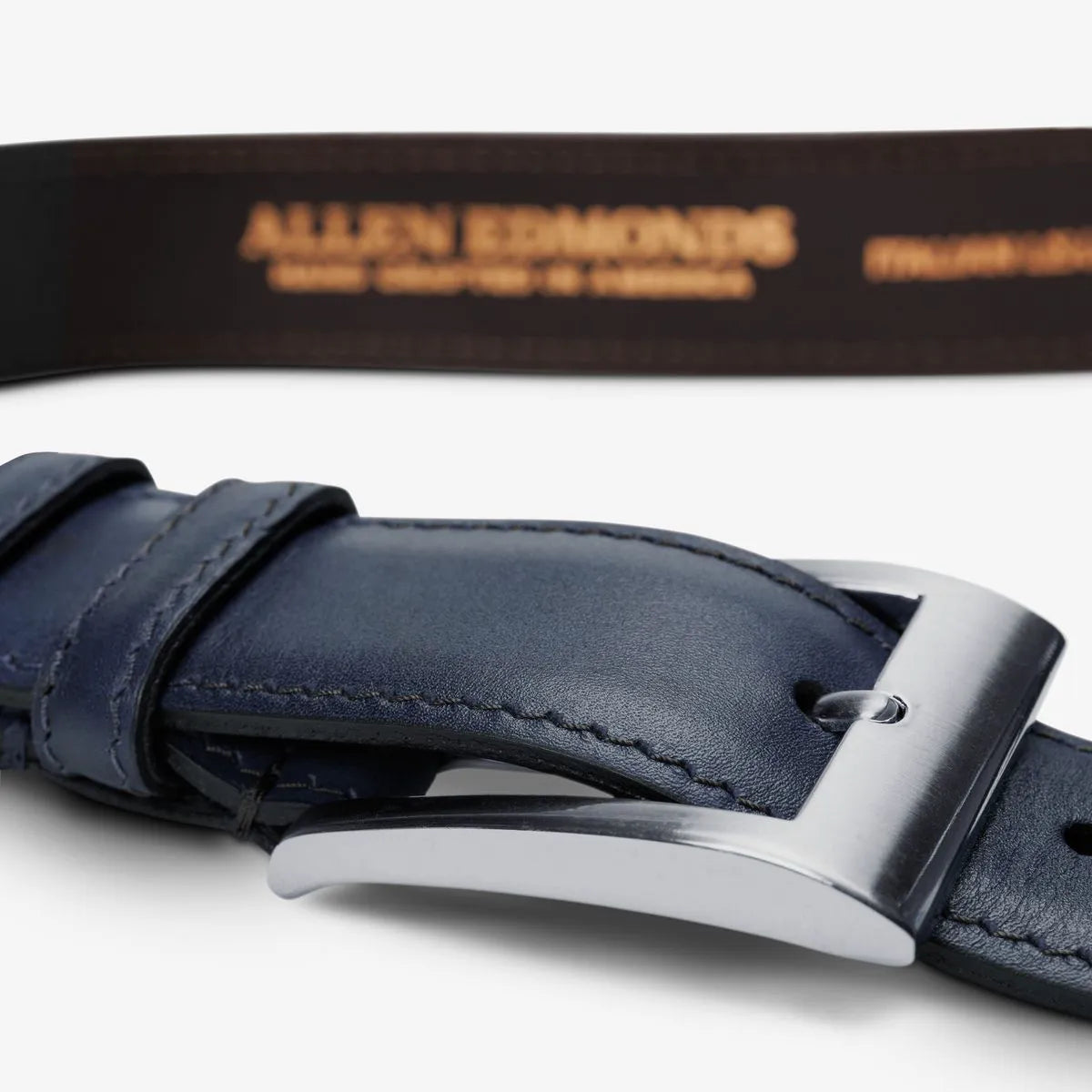 Wide Basic Dress Belt - Navy Leather