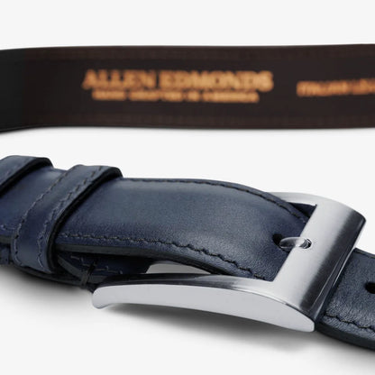 Wide Basic Dress Belt - Navy Leather