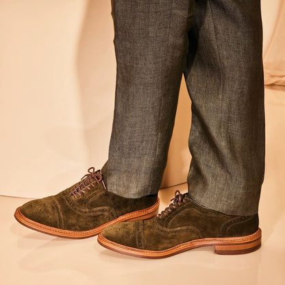 Strandmok Cap-toe Oxford with Dainite Rubber Sole - Hunting Green Suede