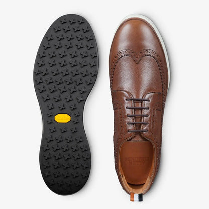 Dunes Wingtip Golf Shoe - Brown Leather