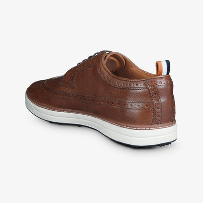 Dunes Wingtip Golf Shoe - Brown Leather
