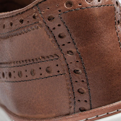 Dunes Wingtip Golf Shoe - Brown Leather