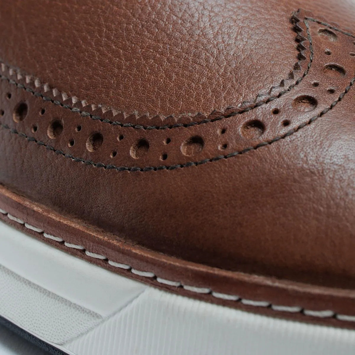 Dunes Wingtip Golf Shoe - Brown Leather
