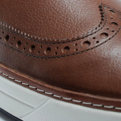 Dunes Wingtip Golf Shoe - Brown Leather