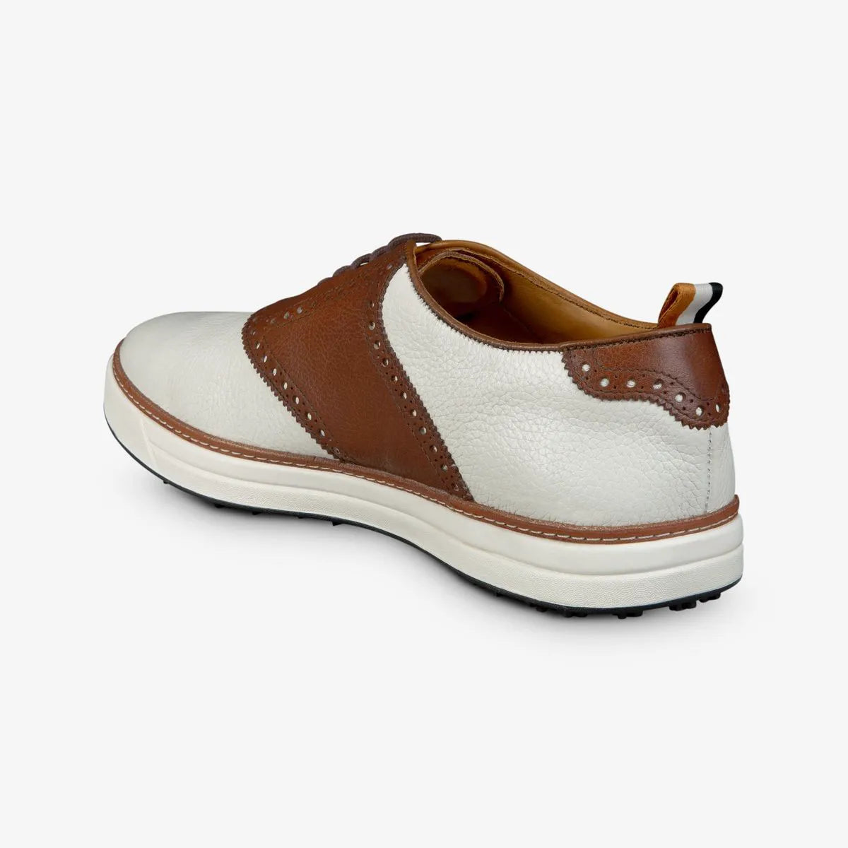 Straits Saddle Golf Shoe - White & Brown Leather