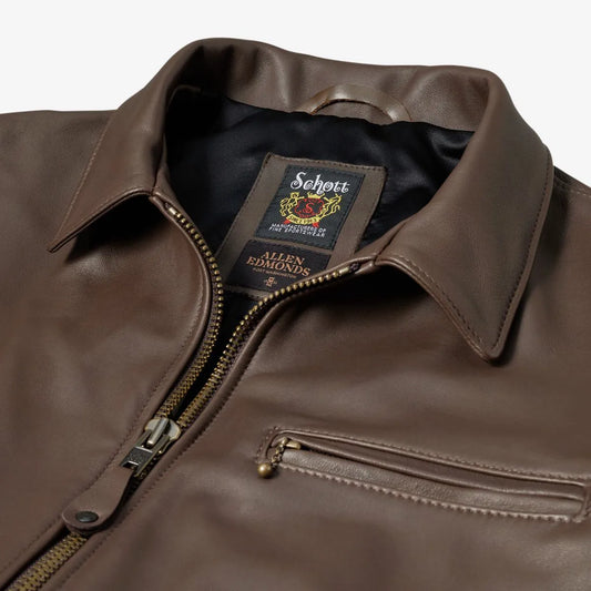 Schott® N.Y.C. X Allen Edmonds Leather Delivery Jacket - Brown