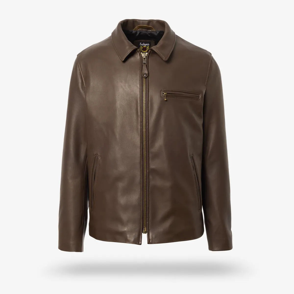 Schott® N.Y.C. X Allen Edmonds Leather Delivery Jacket - Brown