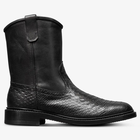 Dallas Roper Low Boot - Black Snake Print Leather