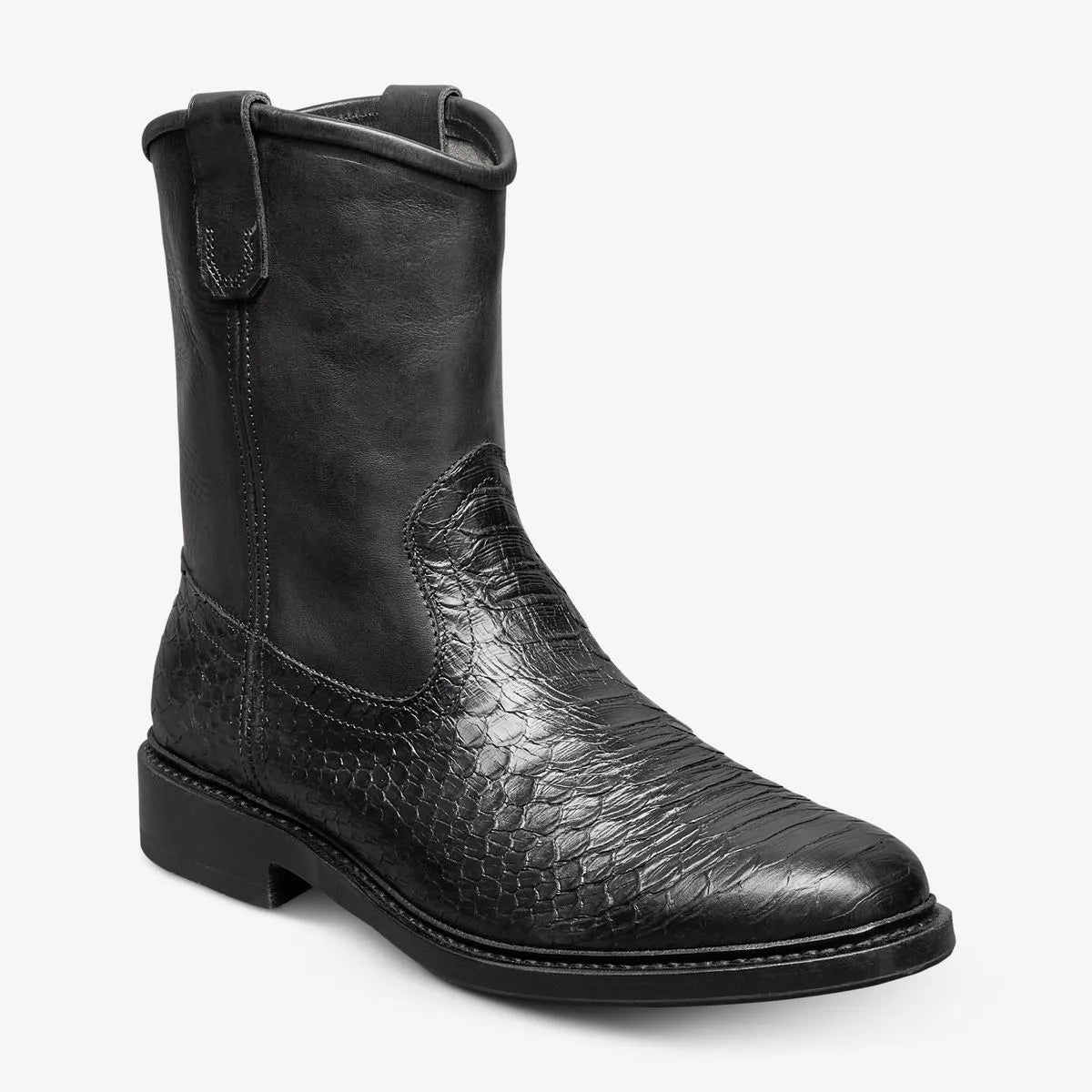 Dallas Roper Low Boot - Black Snake Print Leather