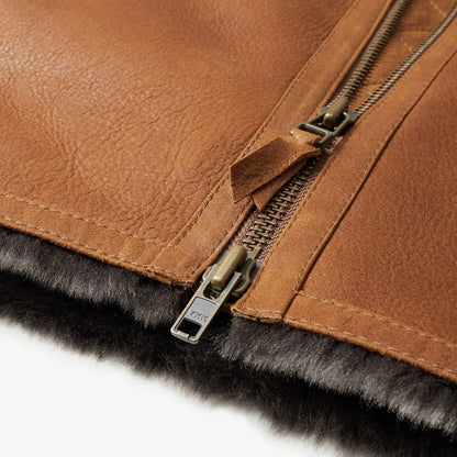 Shearling Bomber Jacket - Cognac