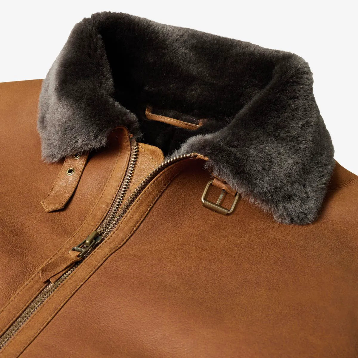 Shearling Bomber Jacket - Cognac