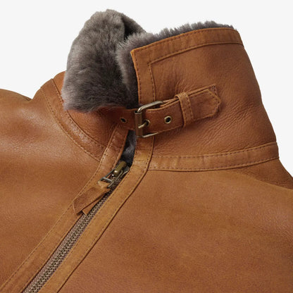 Shearling Bomber Jacket - Cognac