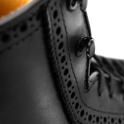Maddox Reserve Wingtip Dress Boot - Black Leather
