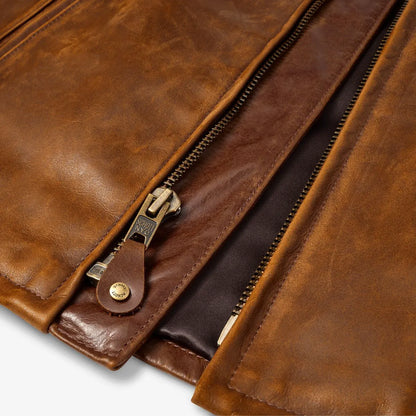 Schott® N.Y.C. X Allen Edmonds Café Racer 2.0 Leather Jacket - Nutmeg