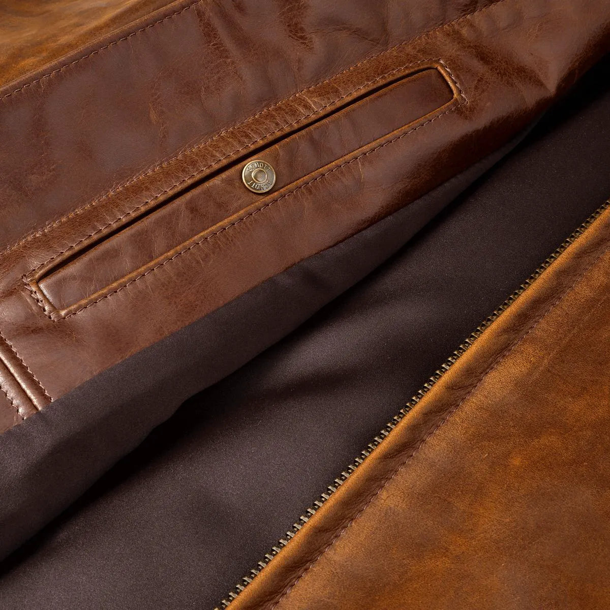 Schott® N.Y.C. X Allen Edmonds Café Racer 2.0 Leather Jacket - Nutmeg