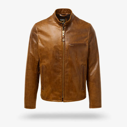 Schott® N.Y.C. X Allen Edmonds Café Racer 2.0 Leather Jacket - Nutmeg