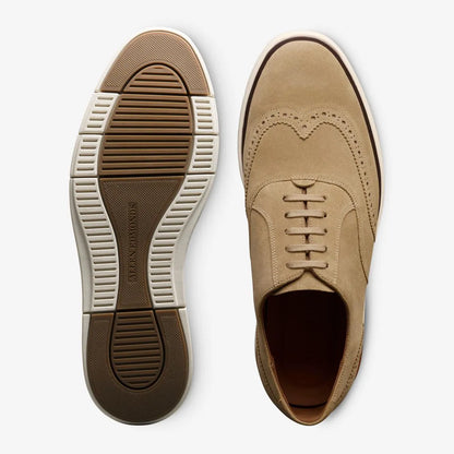 Carson Lace-up Hybrid Wingtip Oxford - Bone Suede