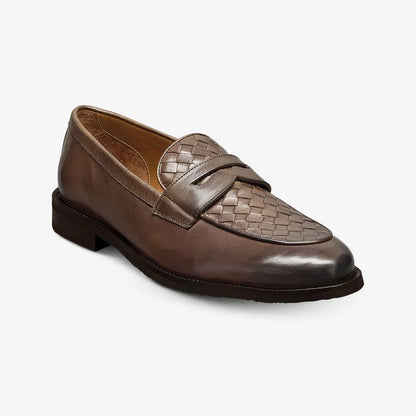 Como Woven Penny Loafer - Dark Brown Leather