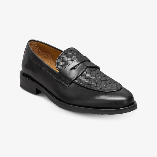 Como Woven Penny Loafer - Black Leather