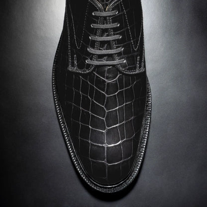 Maxwell Reserve Plain-toe Derby Dress Shoe - Black Genuine Crocodile