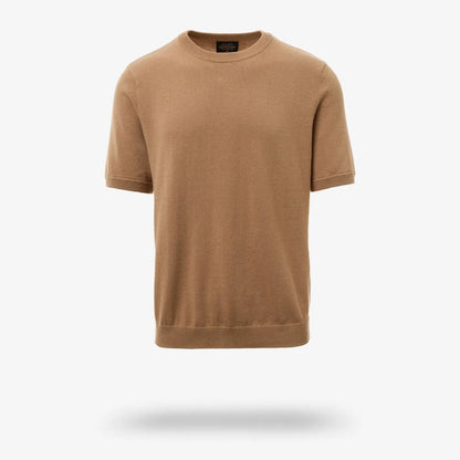 Short Sleeve Sweater T-shirt - Camel