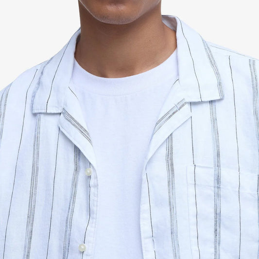Barbour Garnock Stripe Regular Fit Short Sleeve Shirt - White