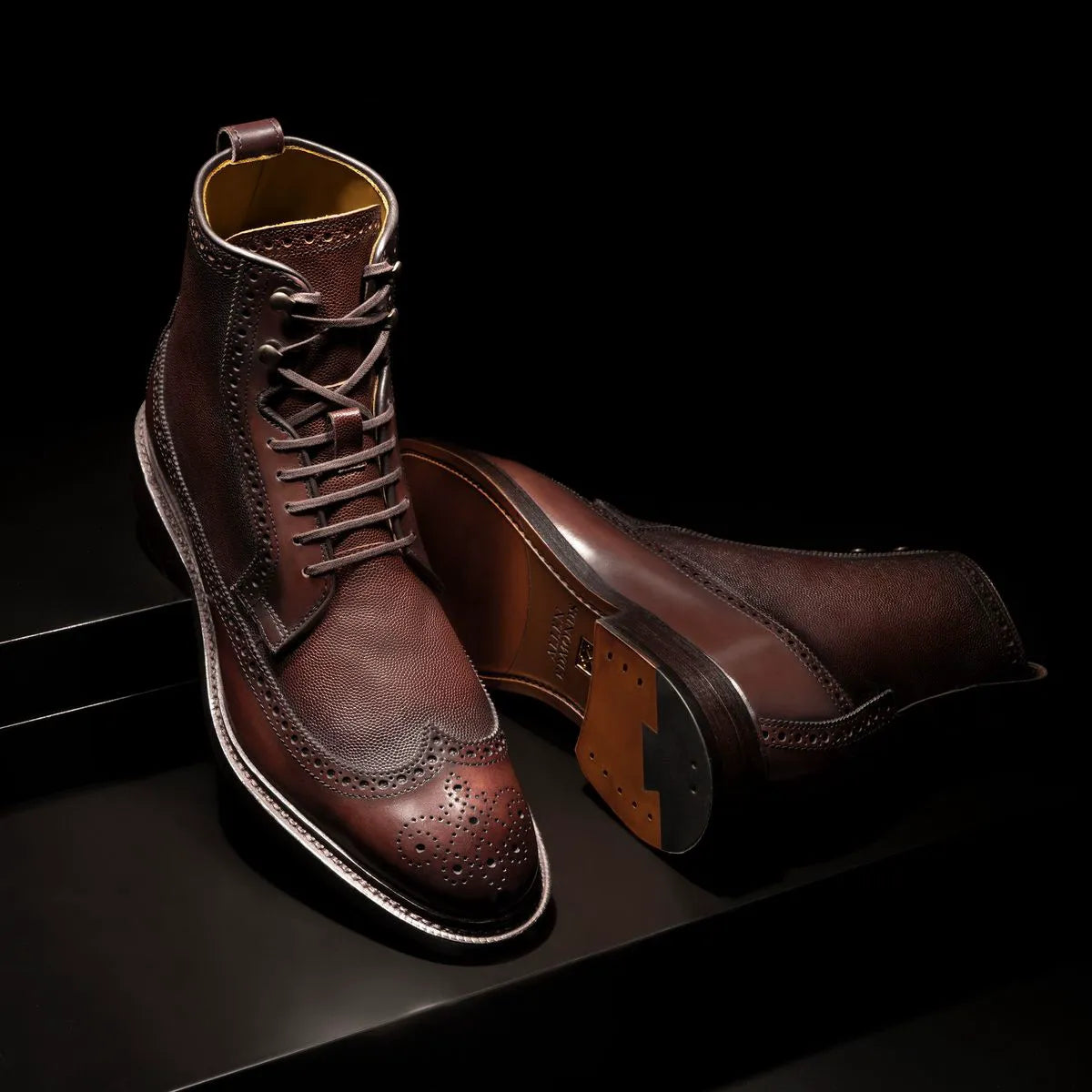 Maddox Reserve Wingtip Dress Boot - Chili Caviar Grain Leather