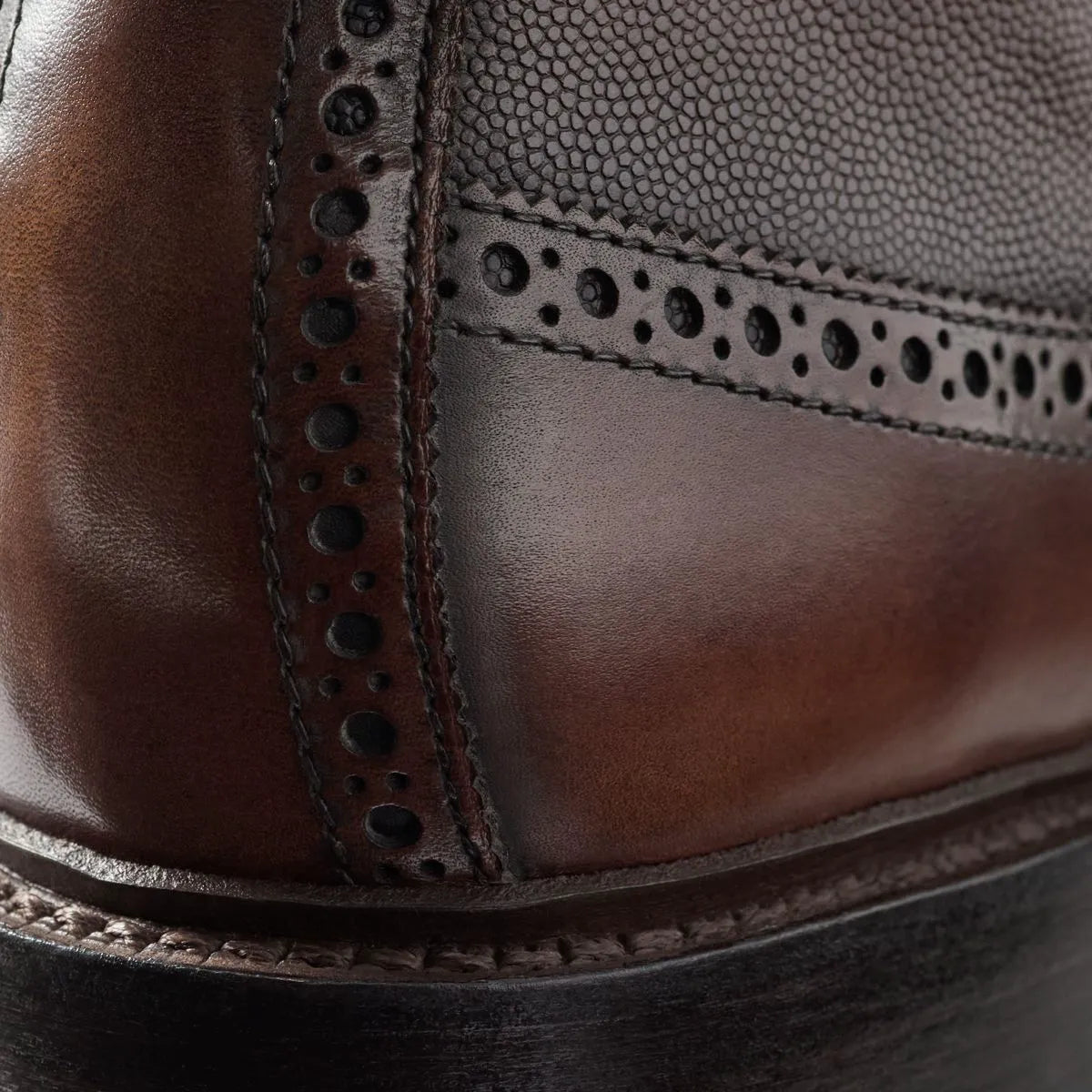 Maddox Reserve Wingtip Dress Boot - Chili Caviar Grain Leather